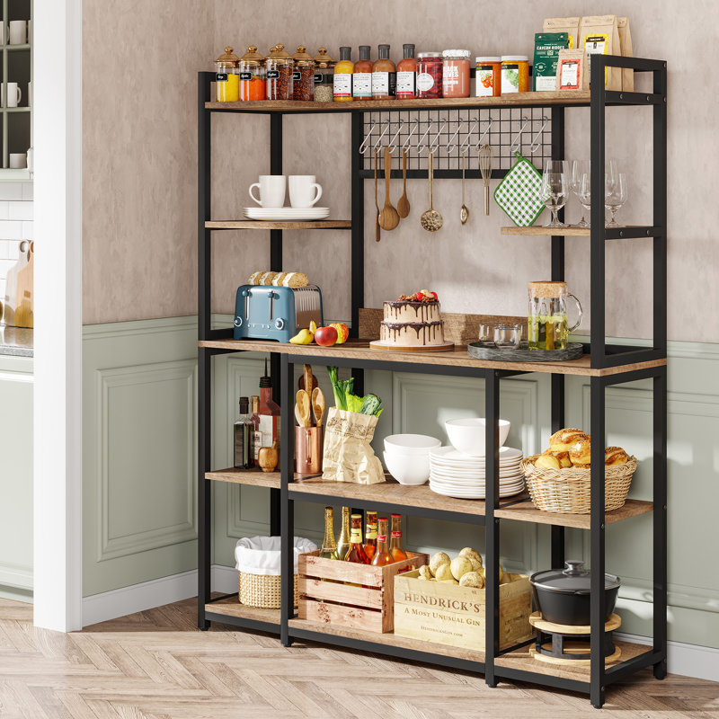 Rooster shops Motif Bakers Rack with Wood & Metal Shelving.